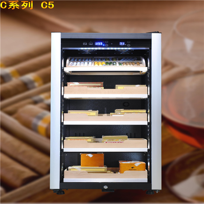 供应简约多功能实木进口节能雪茄展示柜恒温恒湿压缩机雪茄柜