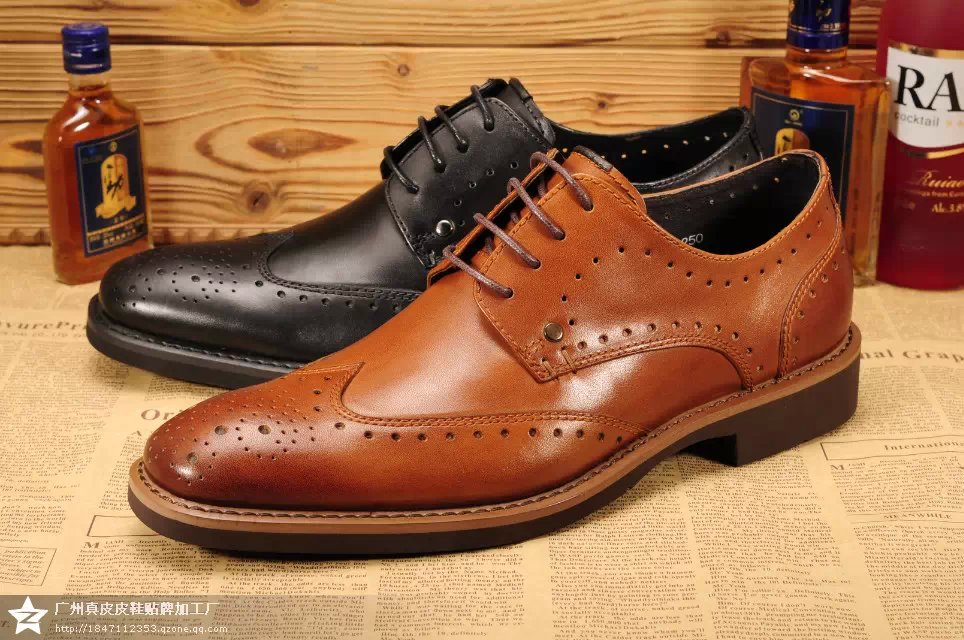广州皮鞋加工厂承接OEM加工定做真皮休闲商务皮鞋正装时尚皮鞋