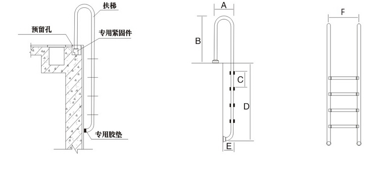 供应游泳池WL-SF205B泳池扶梯厂家