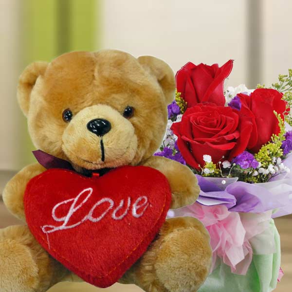 供应用于送礼的玫瑰小熊送新加坡七夕情人节礼物
