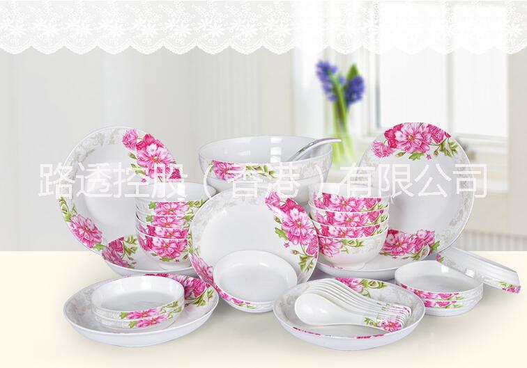 广州长期供应 用于礼品家用餐具的甜蜜花园碗碟勺30头套