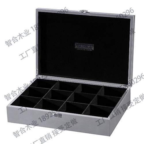 12格TEA BOX银色茶叶包装木盒批发