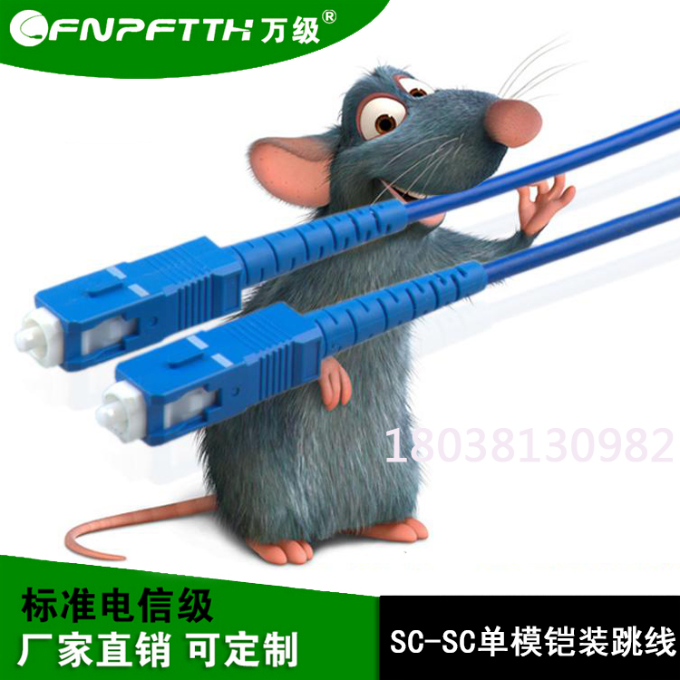 供应SC单模单芯铠装光纤跳线防鼠尾纤