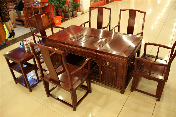 供应东阳红木家具酸枝茶桌 非洲酸枝办公茶桌 1.5米多用红木茶桌