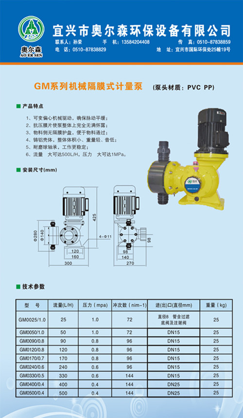 供应机械隔膜计量泵GM0500