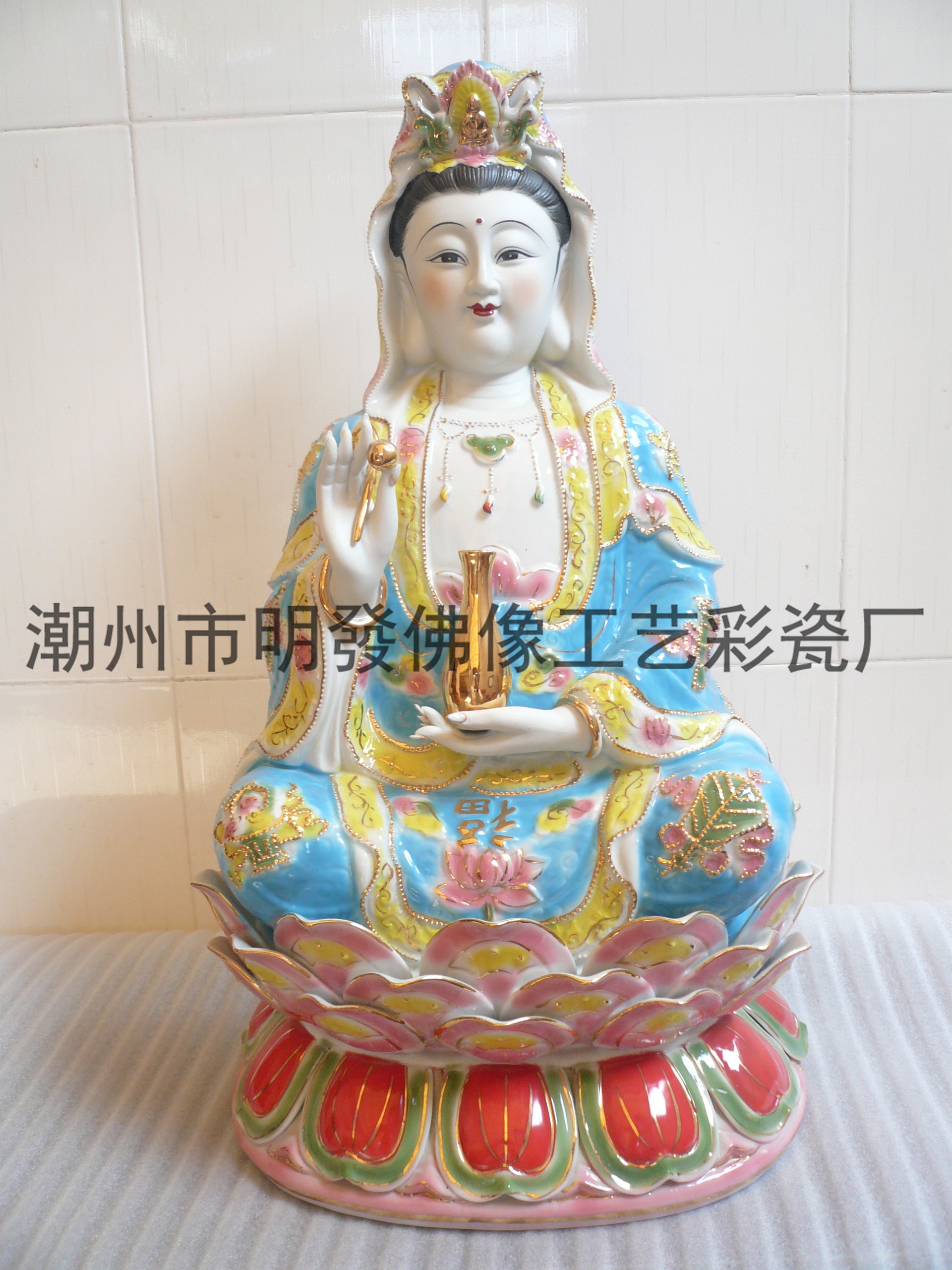潮州明發工艺陶瓷佛像观音贴花彩绘批发