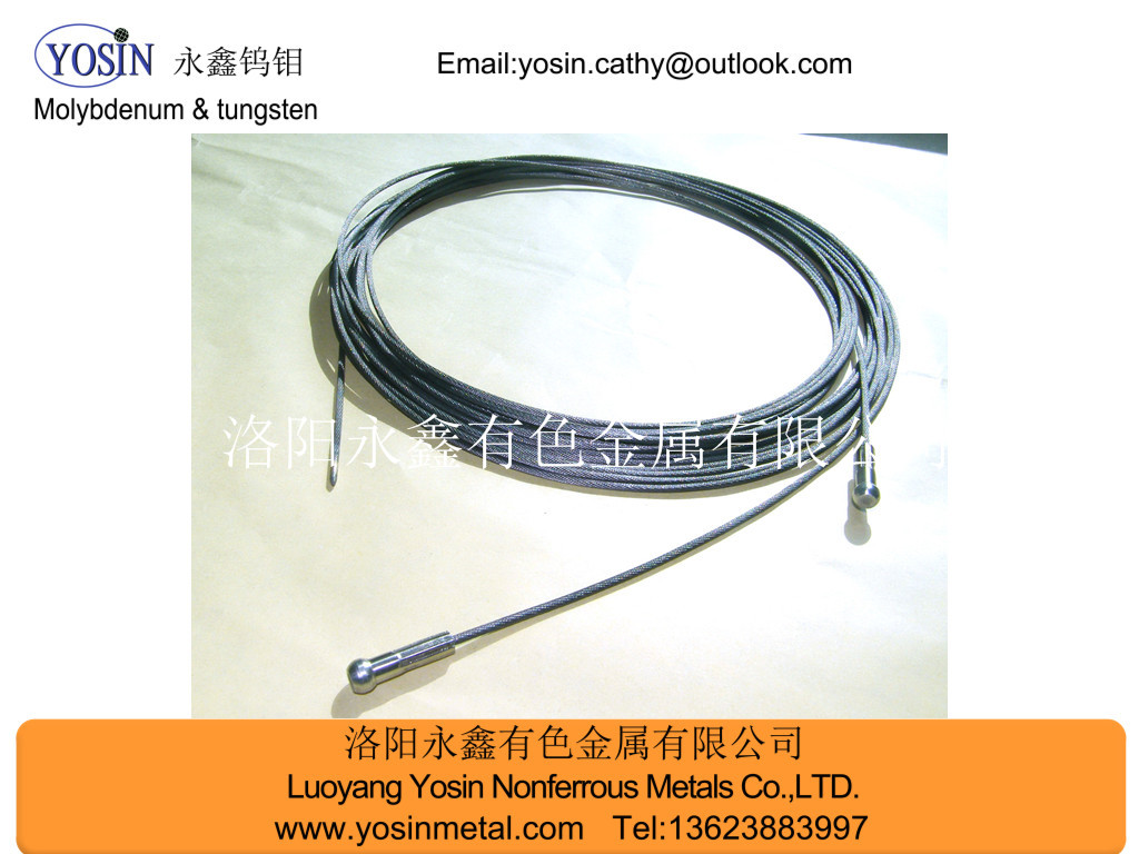 供应用于吊绳的钨丝绳，单晶炉用钨丝绳，钼导流筒，钼重锤，钼销子钼螺钉螺母直径1.8mm,2.0mm,2.5mm钨丝绳