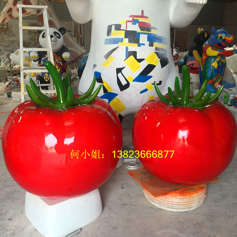 供应用于园林摆件的玻璃钢仿真西红柿雕塑 玻璃钢番茄雕塑