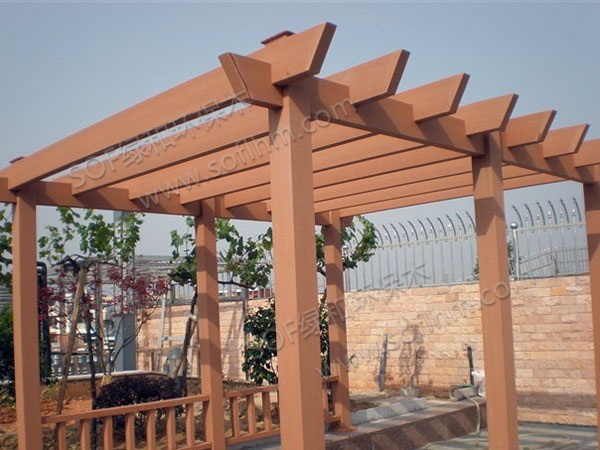 供应用于园林景观的上海塑木廊架图片