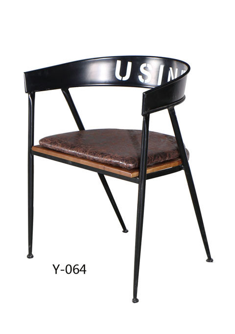 供应用于的仿古创意实木加垫铁艺餐椅复古餐椅