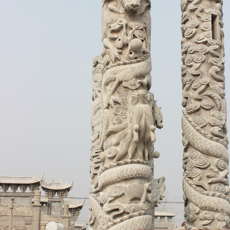 石龙柱雕刻厂家直卖价格、河北青石雕刻石龙柱定制