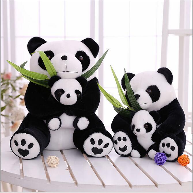 可爱母子熊猫公仔亲子熊毛绒玩具国宝抱竹叶玩偶来样定做厂家批发图片