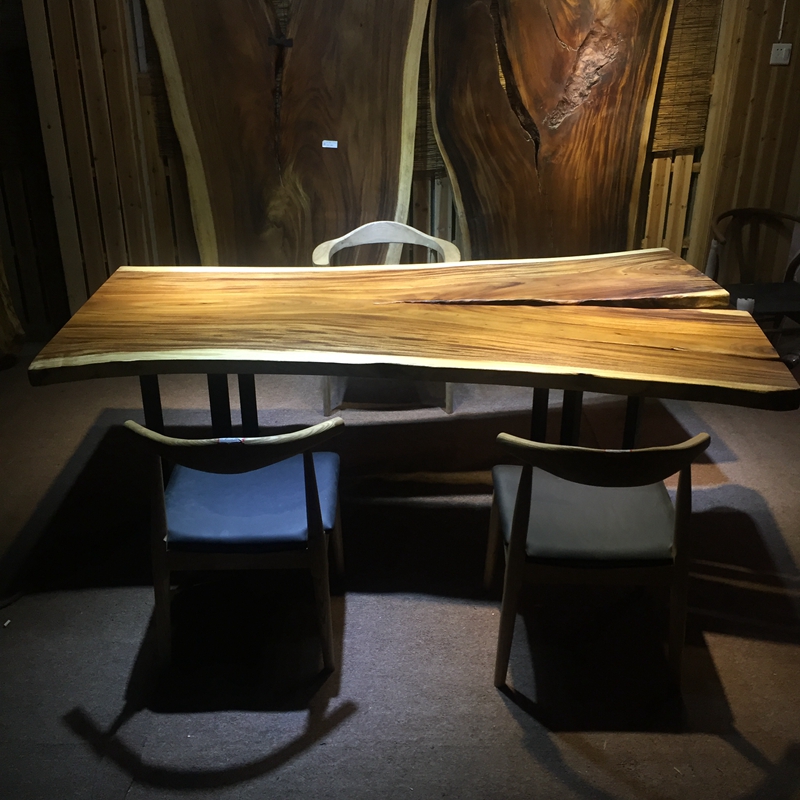 家有名木供应南美胡桃木自然随形实木大板简约家具餐桌书桌会议桌茶桌办公桌