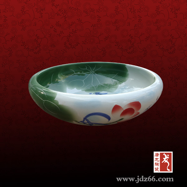 景德镇陶瓷小鱼缸定做厂家，陶瓷养鱼缸，陶瓷缸
