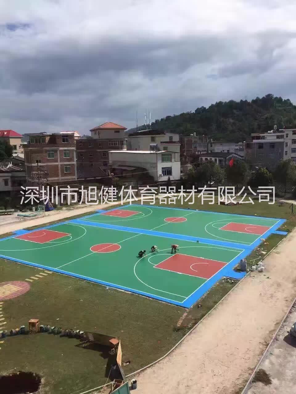 硅PU篮球场 篮球场地划线 深圳塑胶球场运动场地做法