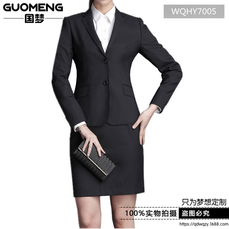 青岛开发区女士西服定制厂家 韩版修身两粒扣羊毛女式西装