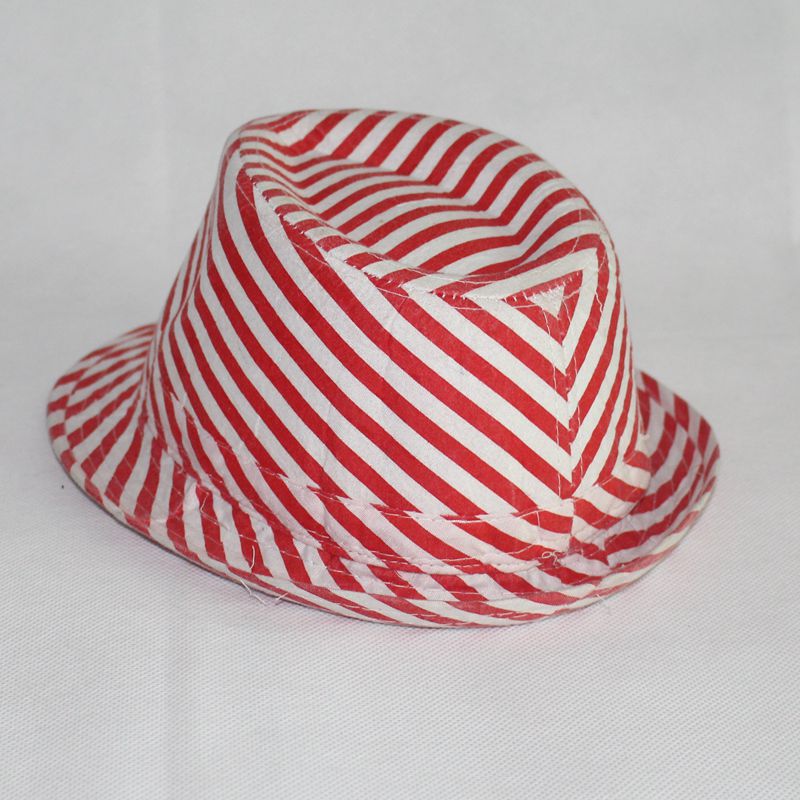 红白色条纹布定型牛仔帽礼帽红白色条纹布定型牛仔帽礼帽