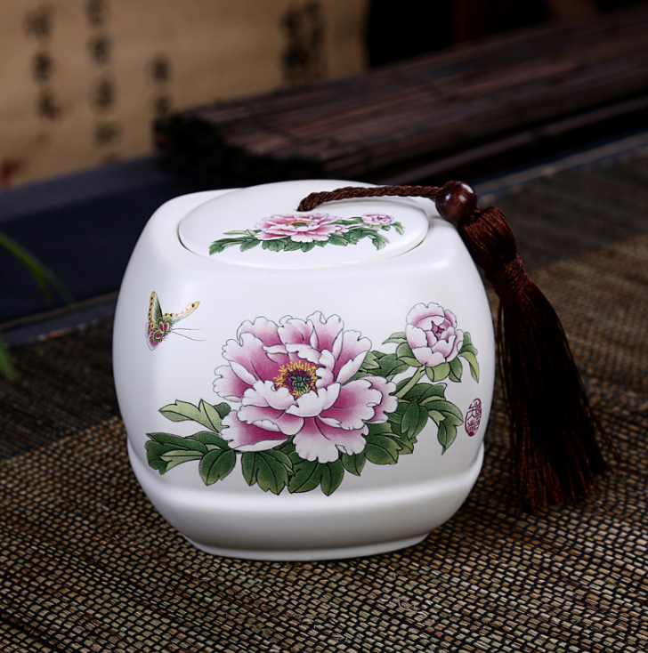 泉州市陶瓷茶叶罐厂家厂家直销陶瓷茶叶罐四方密封储物陶瓷罐 特价 一件代发