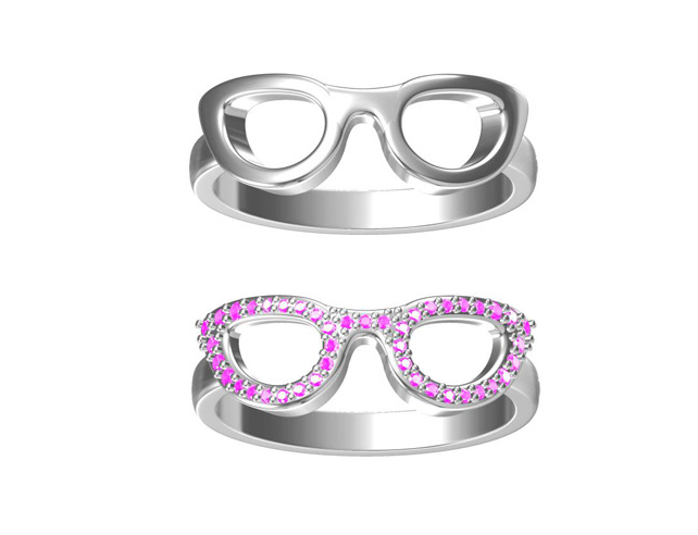 韩版镀金戒指生产商  简单时尚眼镜形状女生小指环