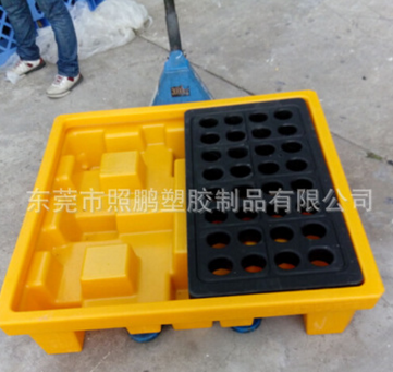 工厂直供天津化学机油桶防漏卡板 4桶托盘 上海优质塑料防漏托图片
