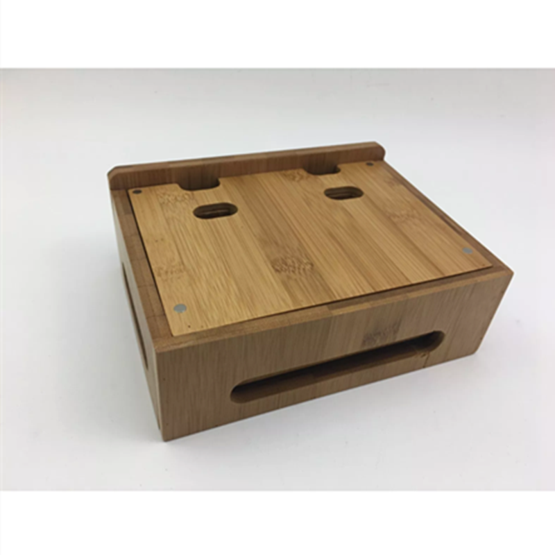 竹木质手机收纳盒创意新款苹果手机充电竹质支架底坐，多功能精美竹木支架 竹木质手机收纳盒
