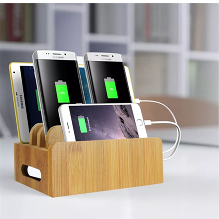 创意新款苹果手机充电竹质支架底坐，多功能精美竹木支架 竹木质手机收纳盒