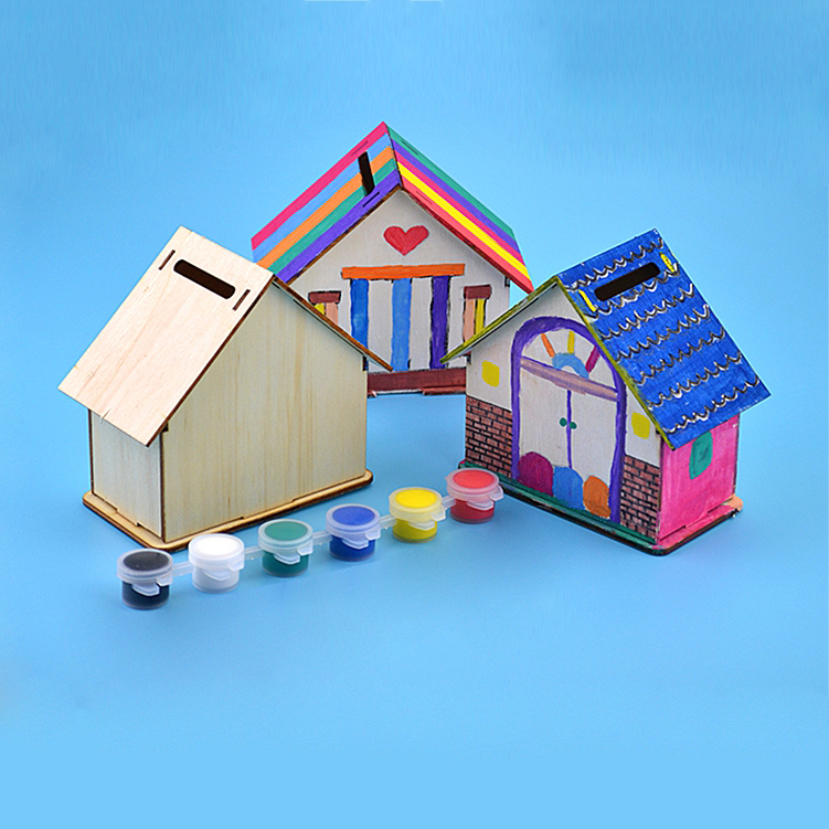 木制模型小房子玩具3D环保木质立体拼图拼版 儿童益智DIY玩具
