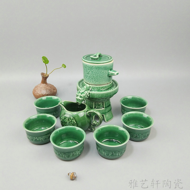 石磨陶瓷自动茶具套装批发