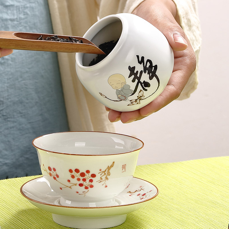 哑光 日式 茶叶罐陶瓷 创新密封储物罐小号厂家直销图片