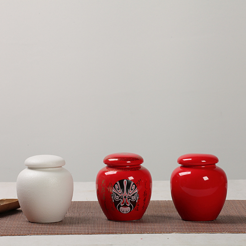 德化厂家直销批发红色茶叶罐陶瓷密封罐可定制logo图片