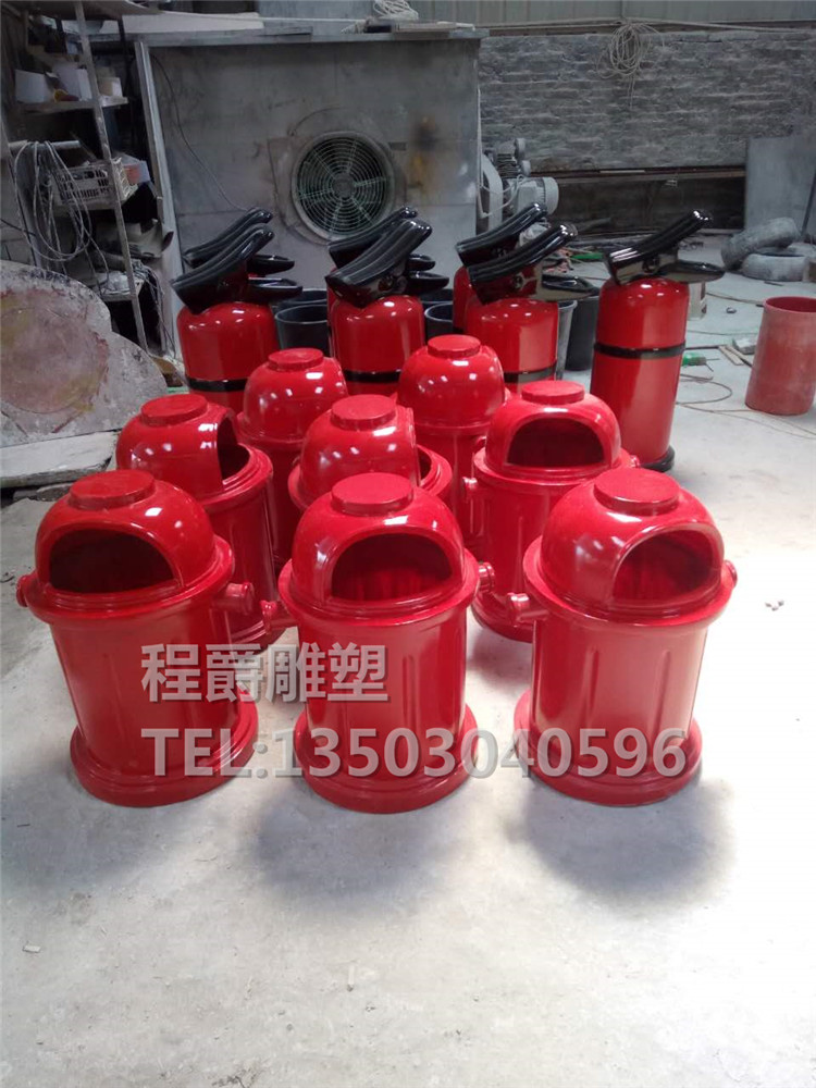 广州市玻璃钢消防垃圾桶雕塑厂家