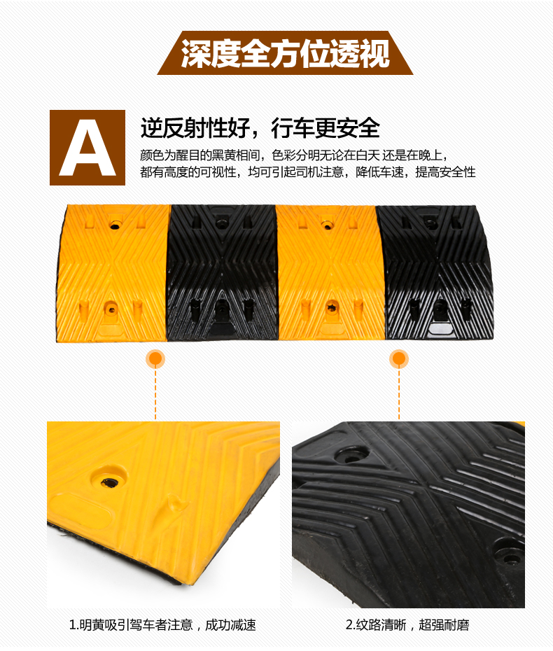 高强度橡胶减速带分为铸钢和橡胶材料两种，质量保证，抗压橡胶，厂家直销