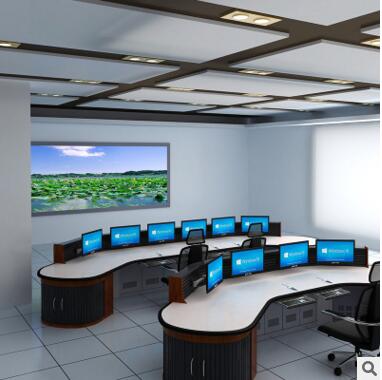 远程集成系统台厂家豪华电脑远程集成系统台 安防监控防静电控制台 操作台弧形定制