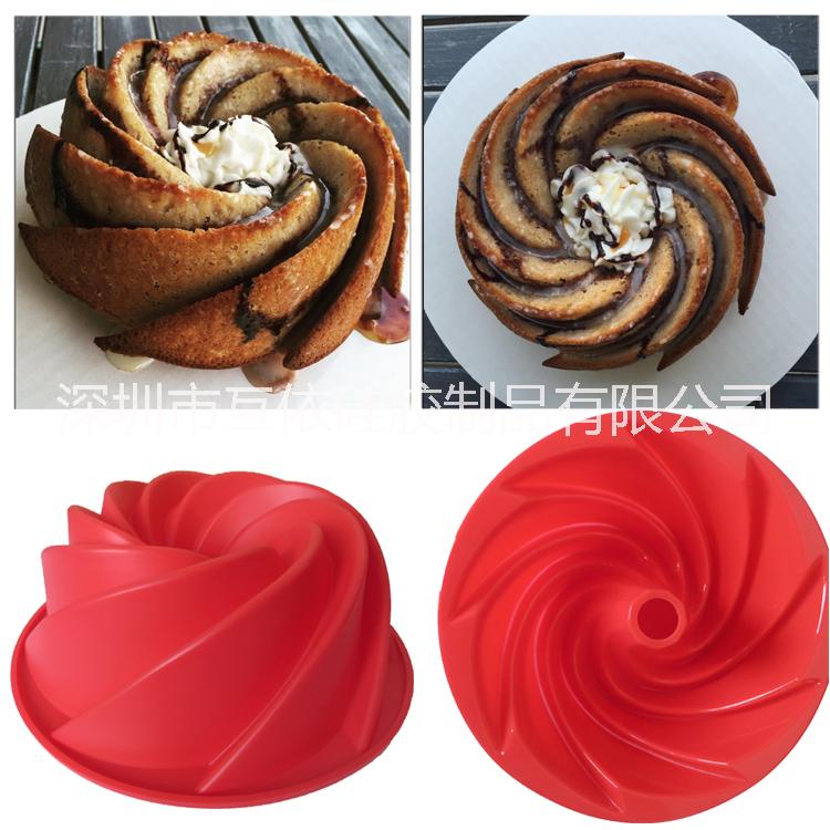 螺纹形硅胶蛋糕模 创意螺旋形硅胶蛋糕模具 厨房日用硅胶烤盘 微波炉大号硅胶烘焙模图片