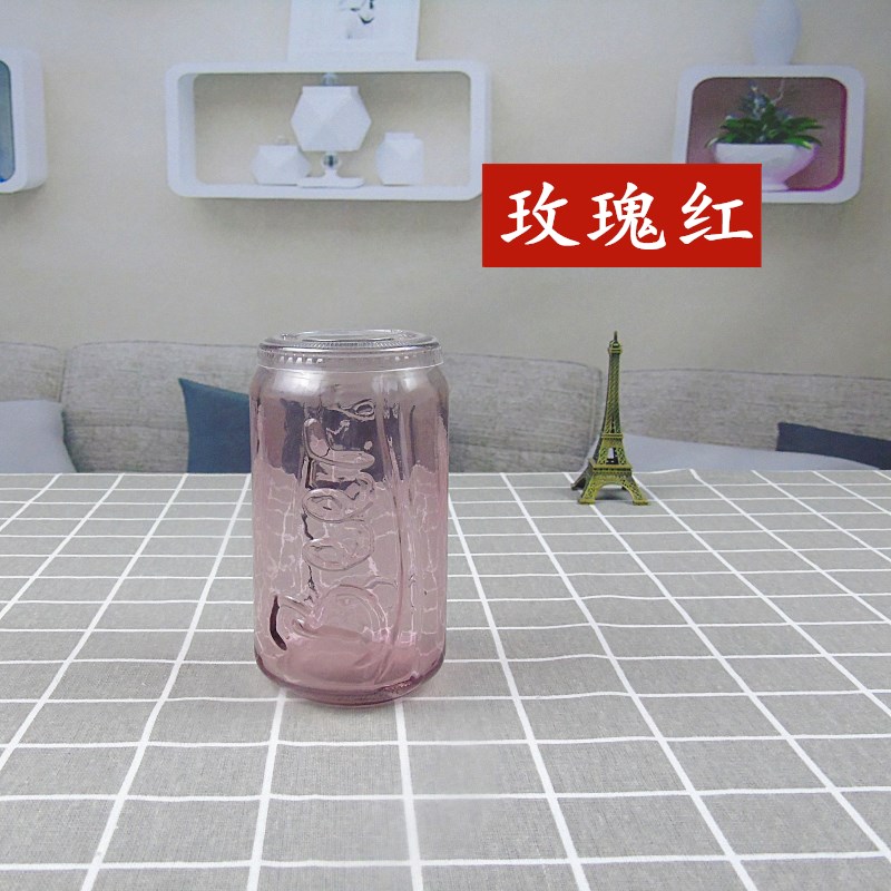 江苏徐州官宇玻璃制品 玻璃可乐瓶 批发零售玻璃可乐杯多彩水杯