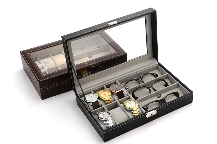 浙江义乌手表盒眼镜盒手表眼睛盒收纳盒展示批发价格 8+2手表眼镜收纳盒展示