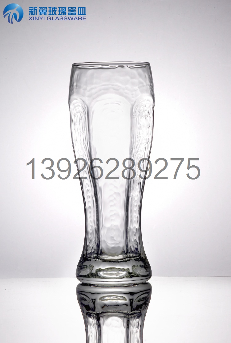 550ml竖纹玻璃啤酒杯磨纹表面冷饮杯 啤酒杯 冷饮杯