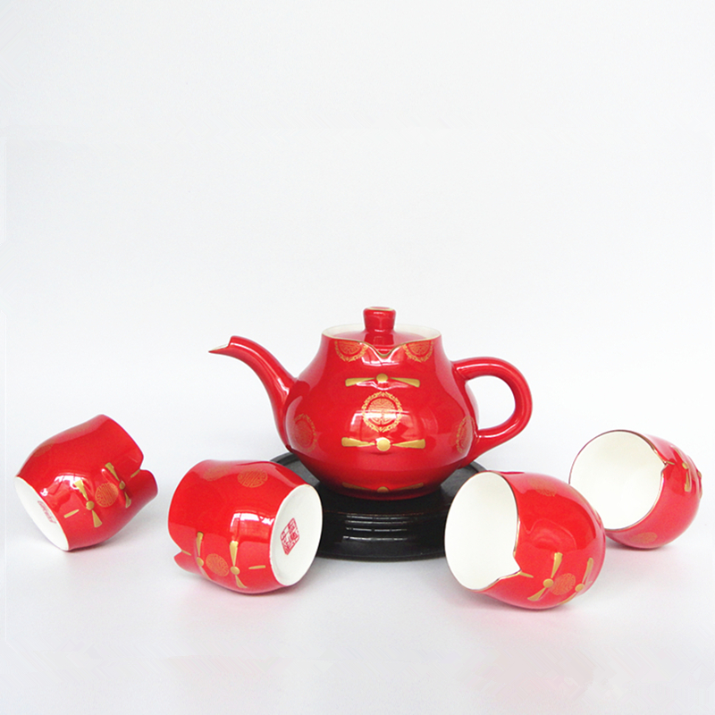红瓷茶具礼品 中国红功夫茶具套装批发