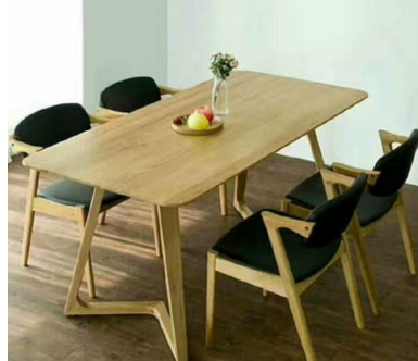 长方形实木办公桌 铁艺牛角椅休闲餐厅餐桌椅组合 会议椅洽谈桌椅