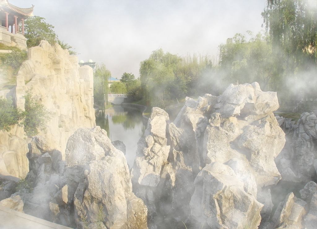 水云间环境雾化喷雾降温工程设计酒店喷雾降温图片