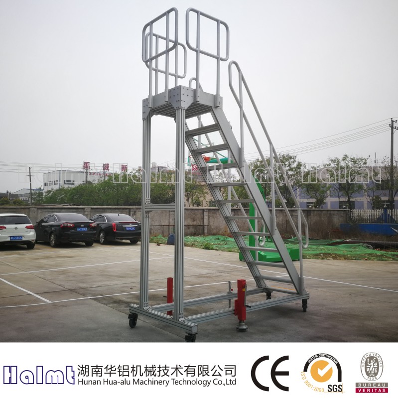 华铝机械供应铝合金移动平台梯 移动工作梯 规格可定制