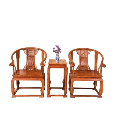 花梨木圈椅太师刺猬紫檀椅皇宫椅三件套中式仿古实木靠背红木家具 紫檀皇宫椅