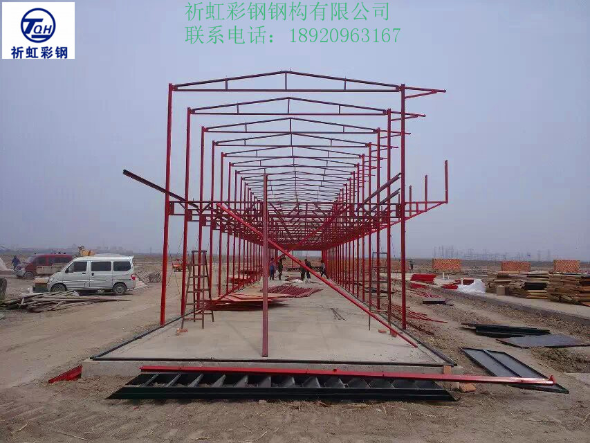 淄博高青县活动房内走廊搭建，常家镇钢结构彩钢房加工安装图片