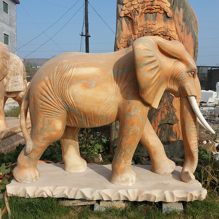 全国直销晚霞红石雕大象门口石头象供应商家汉白玉石雕大象 石雕大象的寓意 喷水小象雕刻图片