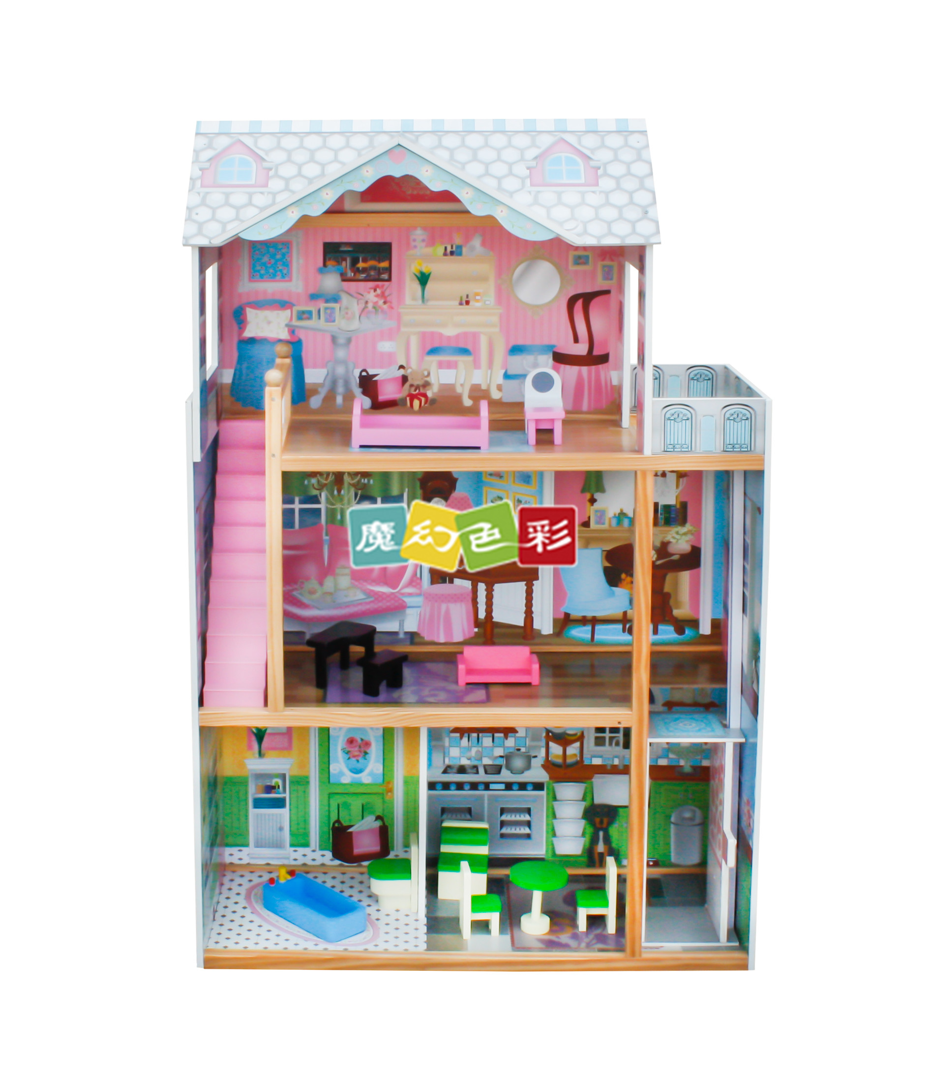 爆款 新款上市公主别墅木制城堡娃娃屋仿真木制玩具过家家娃娃屋