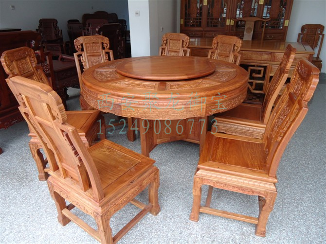西安实木餐桌椅-红木餐桌椅-老榆木餐桌椅-中式餐桌椅-定做厂