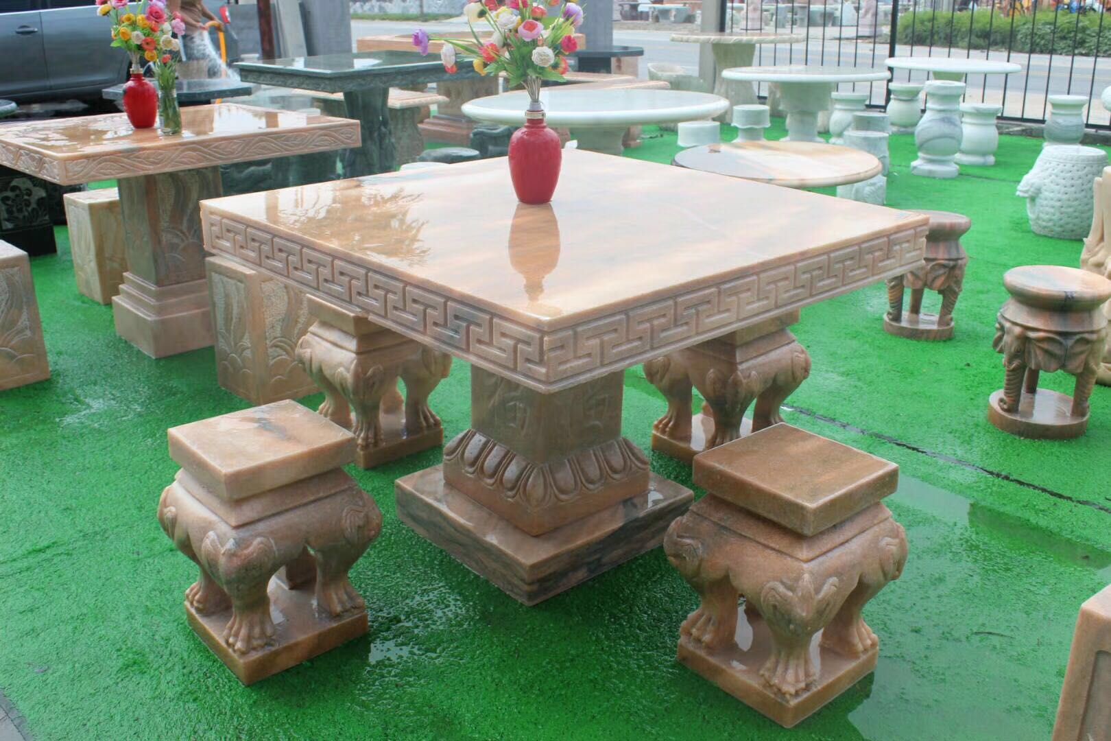 雕刻石雕石桌子圆桌仿古石桌批发
