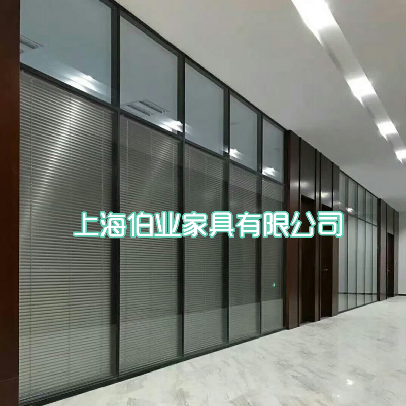 双层玻璃带百叶隔断上海玻璃隔断办公室隔墙高隔断隔墙隔间墙定制厂家