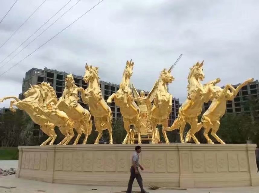 供应佛祖-佛像贴金-铜雕-铜雕厂 奔马雕塑，玻璃钢马雕塑，八马雕塑