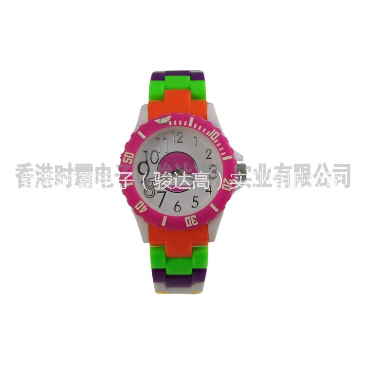 外贸新款彩虹积木炫彩塑胶礼品促销手表